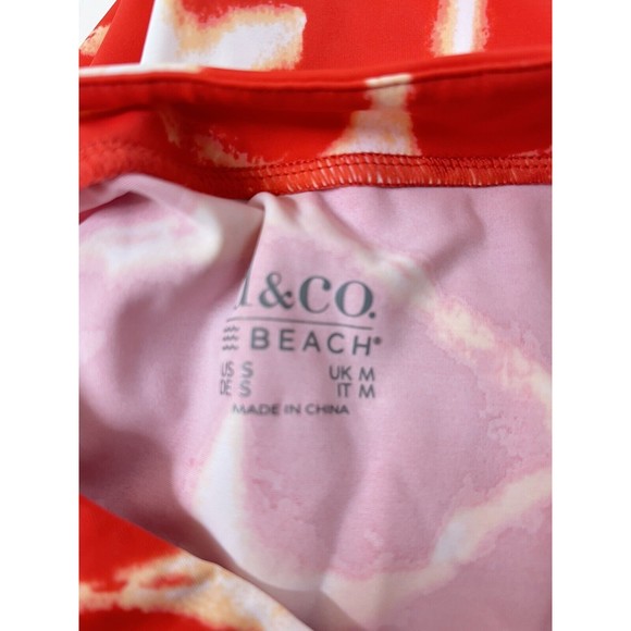 Denim & Co Beach Cover-Up Dress Lace-Up Neckline Red Shibori S Swim NWOT - Picture 5 of 10